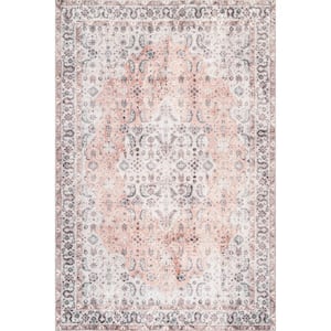 Jasmine Peach Doormat 3 ft. x 5 ft. Distressed Persian Area Rug