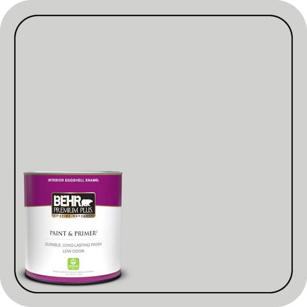 BEHR PREMIUM PLUS 1 qt. #N520-1 White Metal Eggshell Enamel Low Odor Interior Paint & Primer