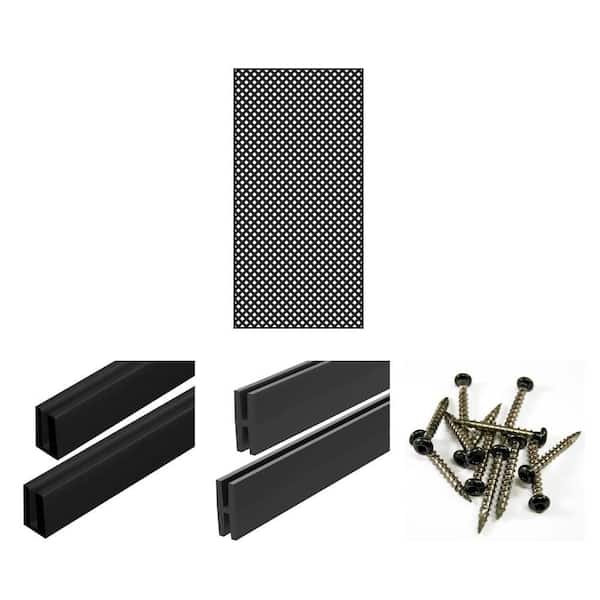 4 ft. Black Vinyl Lattice Cap (2-Pack), Divider (2-Pack), 4 ft. x 8 ft. Panel & 1-1/2 in. Screw (12-Piece) Combo