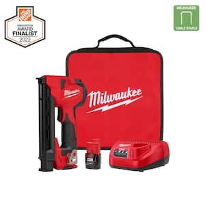 M12 12-Volt Lithium-Ion Cordless Cable Stapler Nailer Kit with 2.0Ah Battery, Charger and Bag