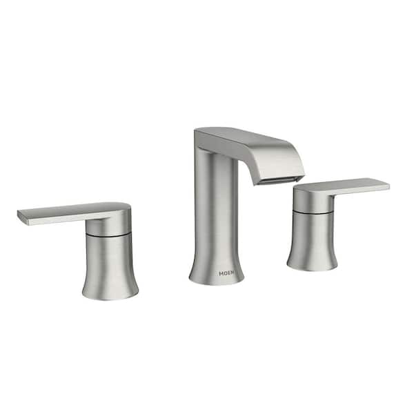 MOEN Genta 8 in. Widespread Double Handle Bathroom Faucet in Spot Resist Brushed Nickel(Valve Included)