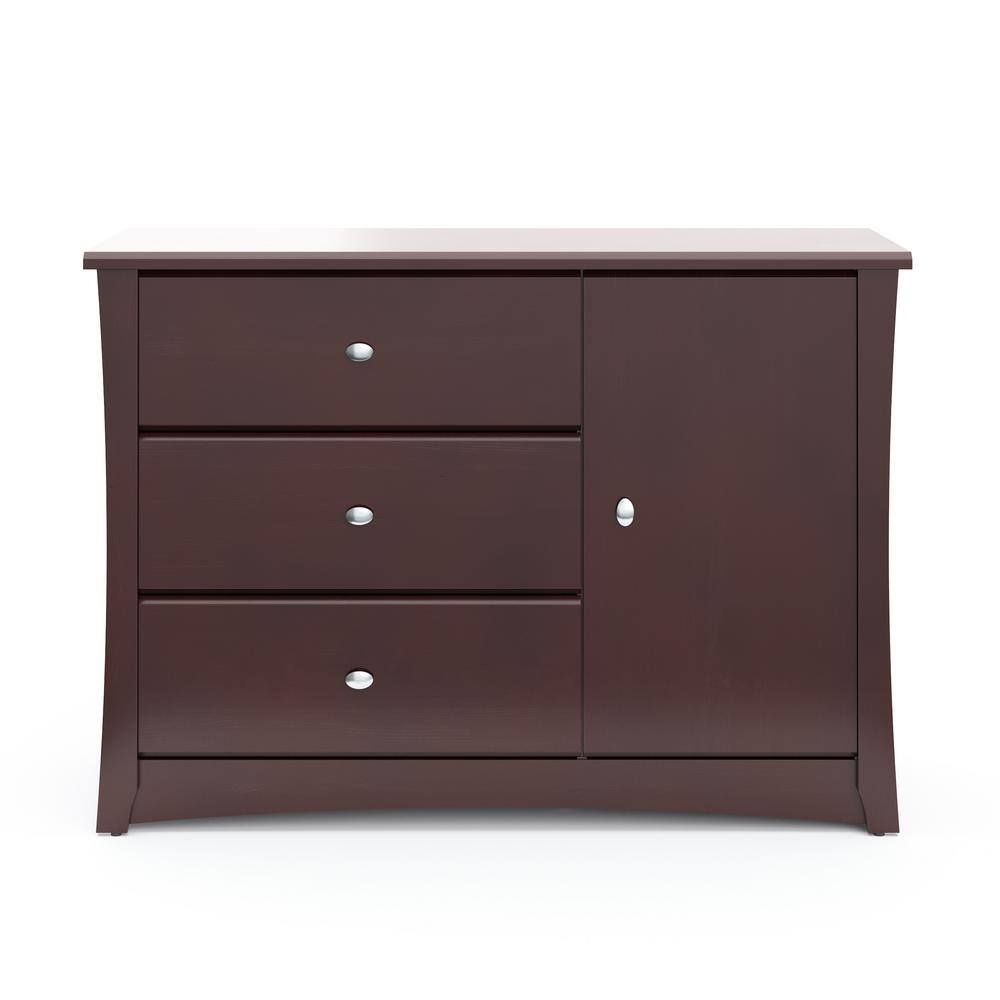 Espresso 3-Drawer Combo Nursery Dresser with Cabinet
