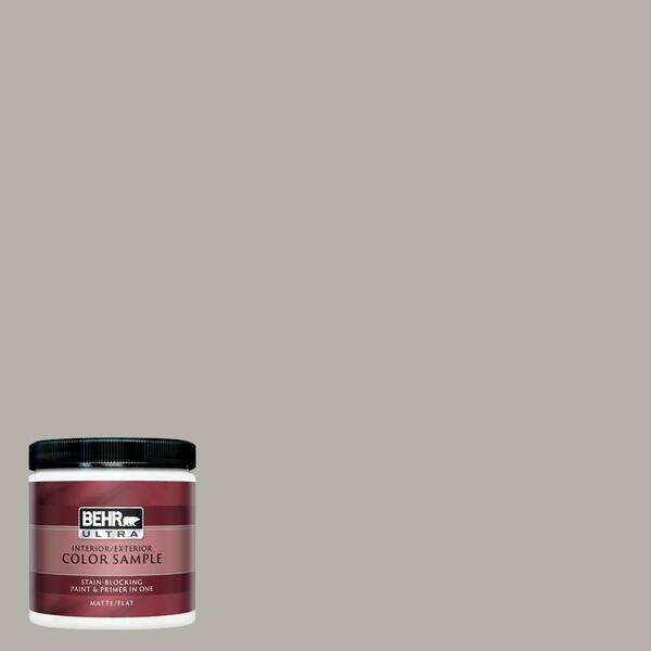 BEHR ULTRA 8 oz. #UL200-7 Silver Tinsel Matte Interior/Exterior Paint and Primer in One Sample