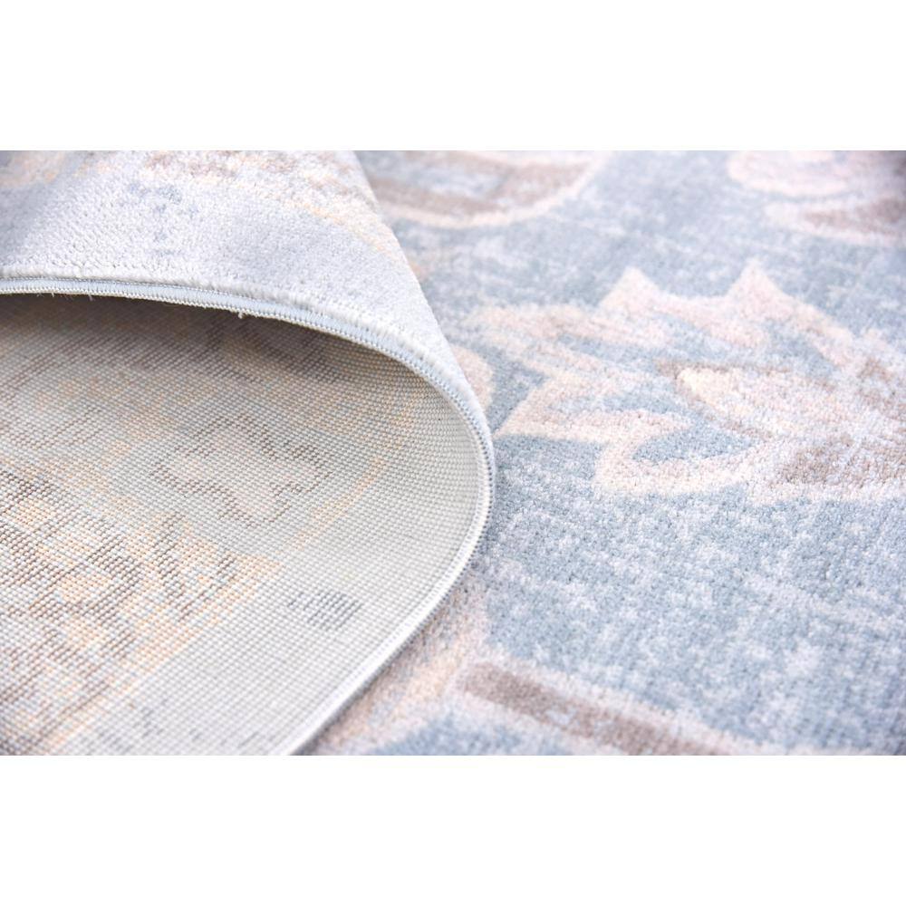 Serene Light Blue Floral 9' x 12' Handmade Synthetic Rug