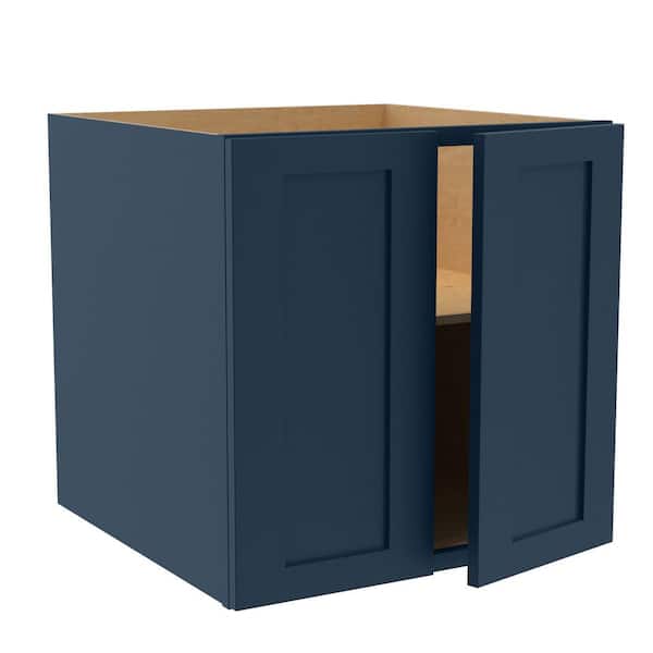 Home Decorators Collection Newport 24 in. W x 24 in. D x 24 in. H Assembled Plywood Wall Bridge Kitchen Cabinet in Mythic Blue with Soft Close