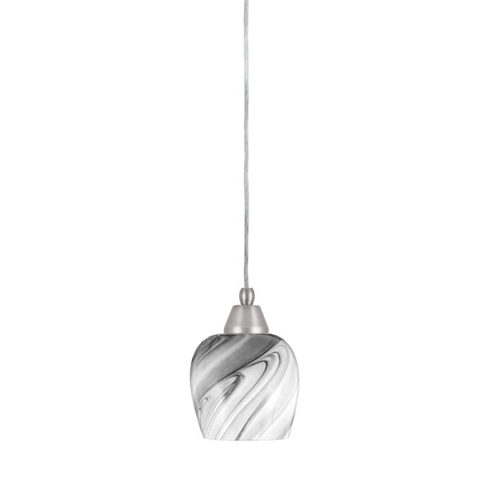 Bryson 7.5 in. 1-Light Brushed Nickel Cord Pendant Light with 6 in. Onyx Sw