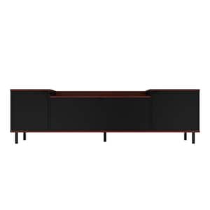 Mosholu 77 in. Black and Nut Brown Particle Board TV Stand Fits TVs Up to 60 in. with Storage Doors