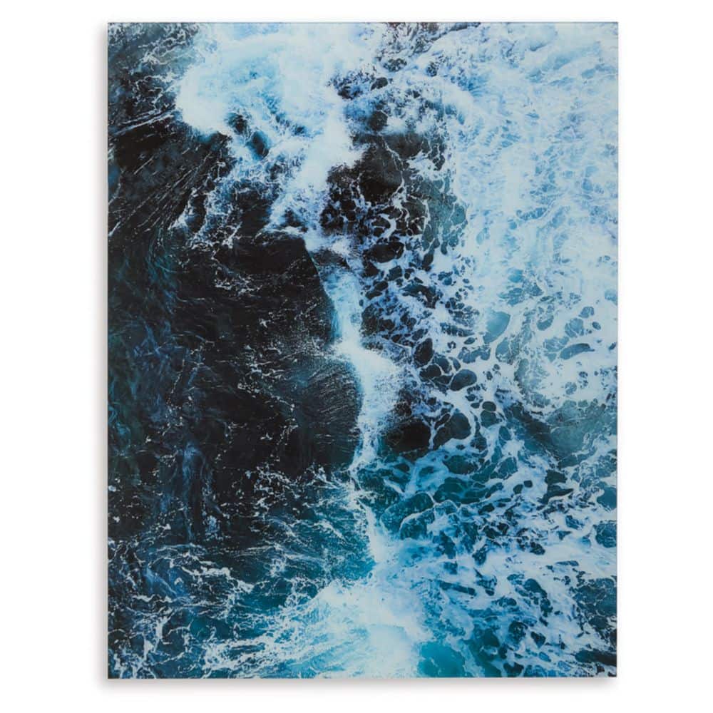 Turquoise Ocean Waves Glass Wall Art, 36" x 48"