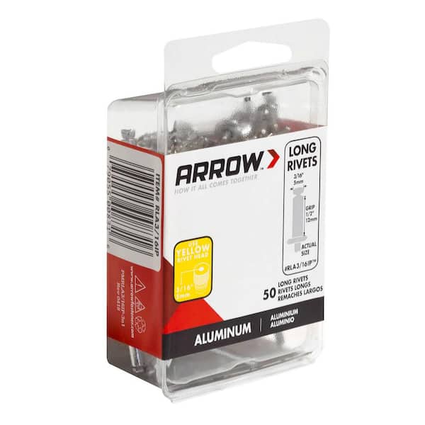 Arrow 3/16 in. x 1/2 in. Aluminum Grip Range Rivets (50-Pack) RLA3
