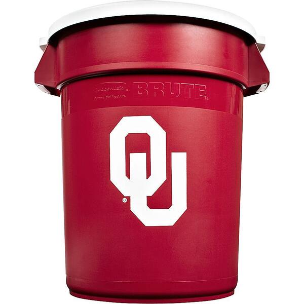 Rubbermaid Commercial Products BRUTE NCAA 32 Gal. University of Oklahoma Round Trash Can with Lid