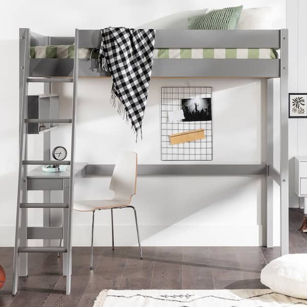 Solid Wood Modern Twin Loft Bed, Loft Bed With Desk Ideas