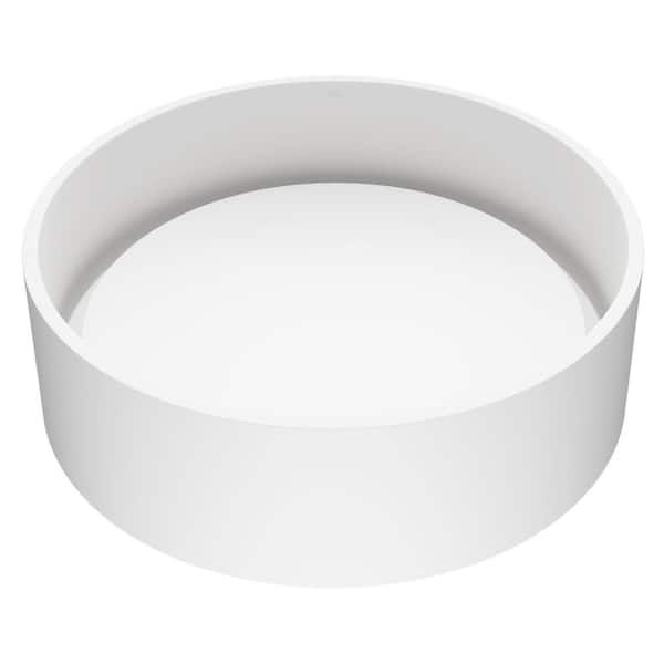 VIGO Anvil Modern White Matte Stone 16 in. L x 16 in. W x 5 in. H Round Vessel Bathroom Sink