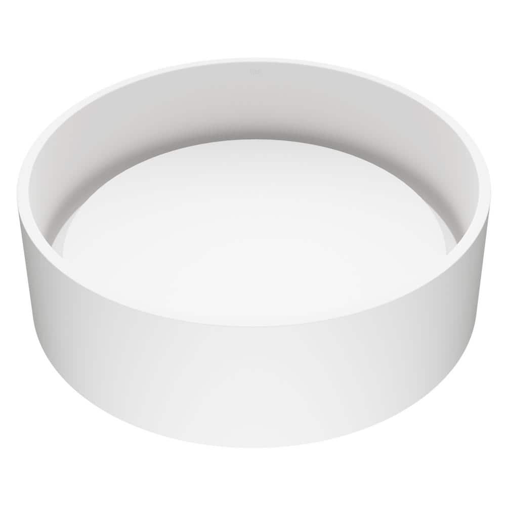 Elevated White Matte Stone 16" Round Vessel Bathroom Sink