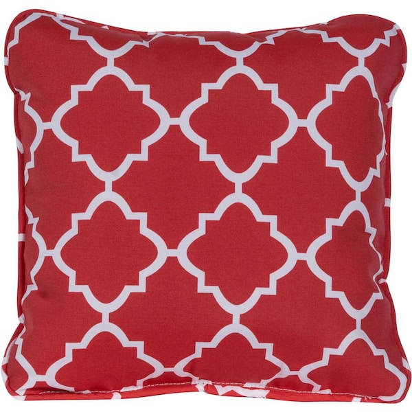 Hanover Lattice Red Indoor or Outdoor Throw Pillow