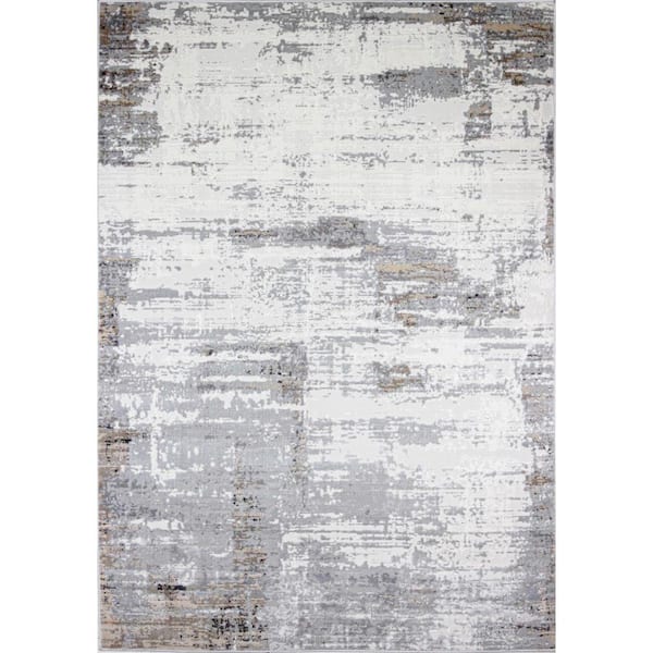 BASHIAN Carlyle Ivory/Grey 9 ft. x 12 ft. (8'6" x 11'6") Geometric Transitional Area Rug