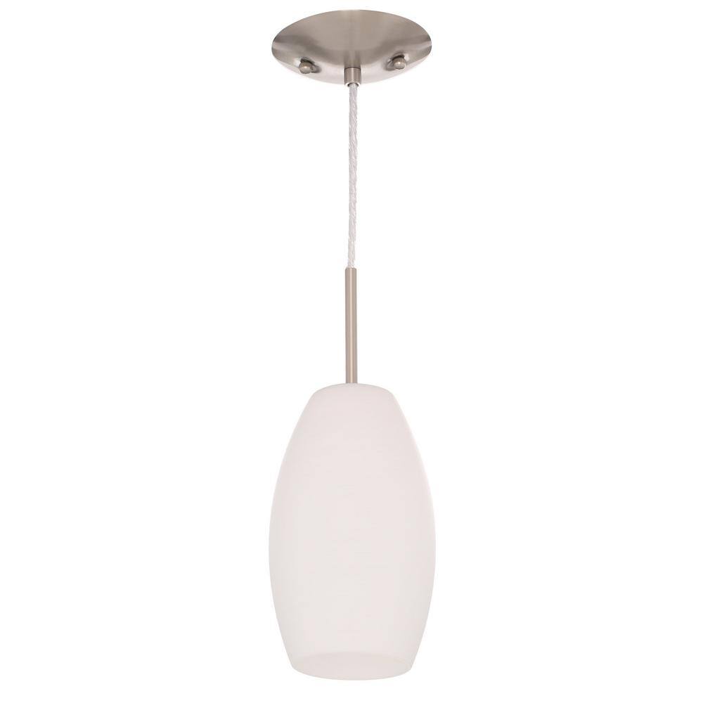 Eglo Batista 1 Matte Nickel Mini Pendant with Hand-Made Glass