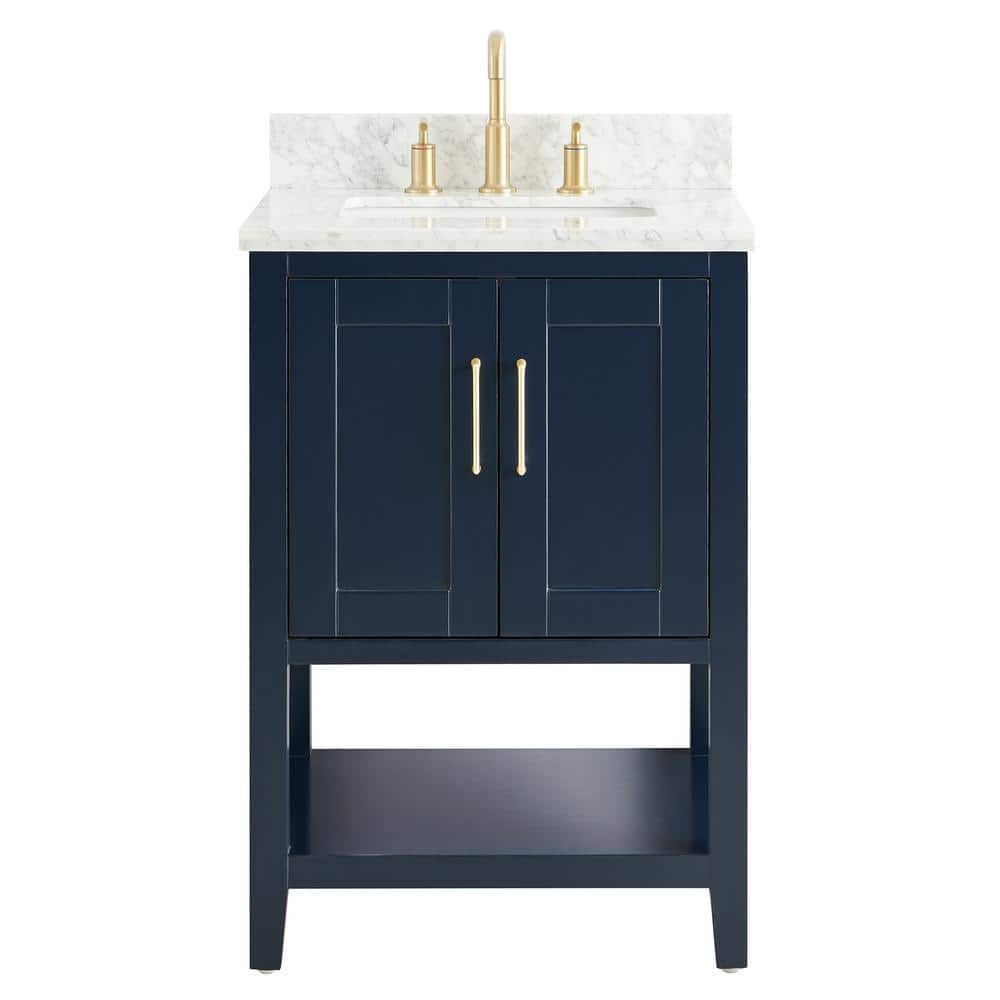 Waldorf 24 in. W x 21 in. D x 34 in. H Free Standing Bath Vanity in Navy wi