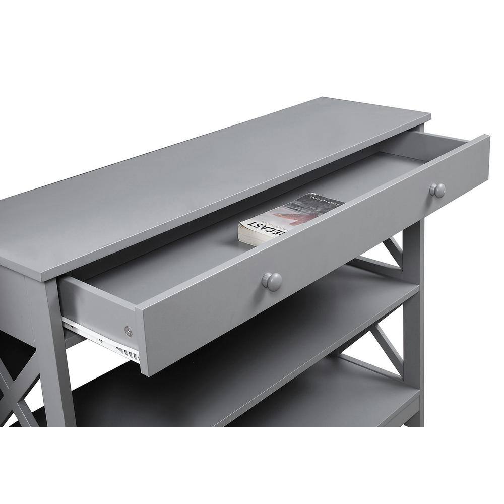 Oxford Gray 40" Wood Console Table with Storage Shelf and Drawer