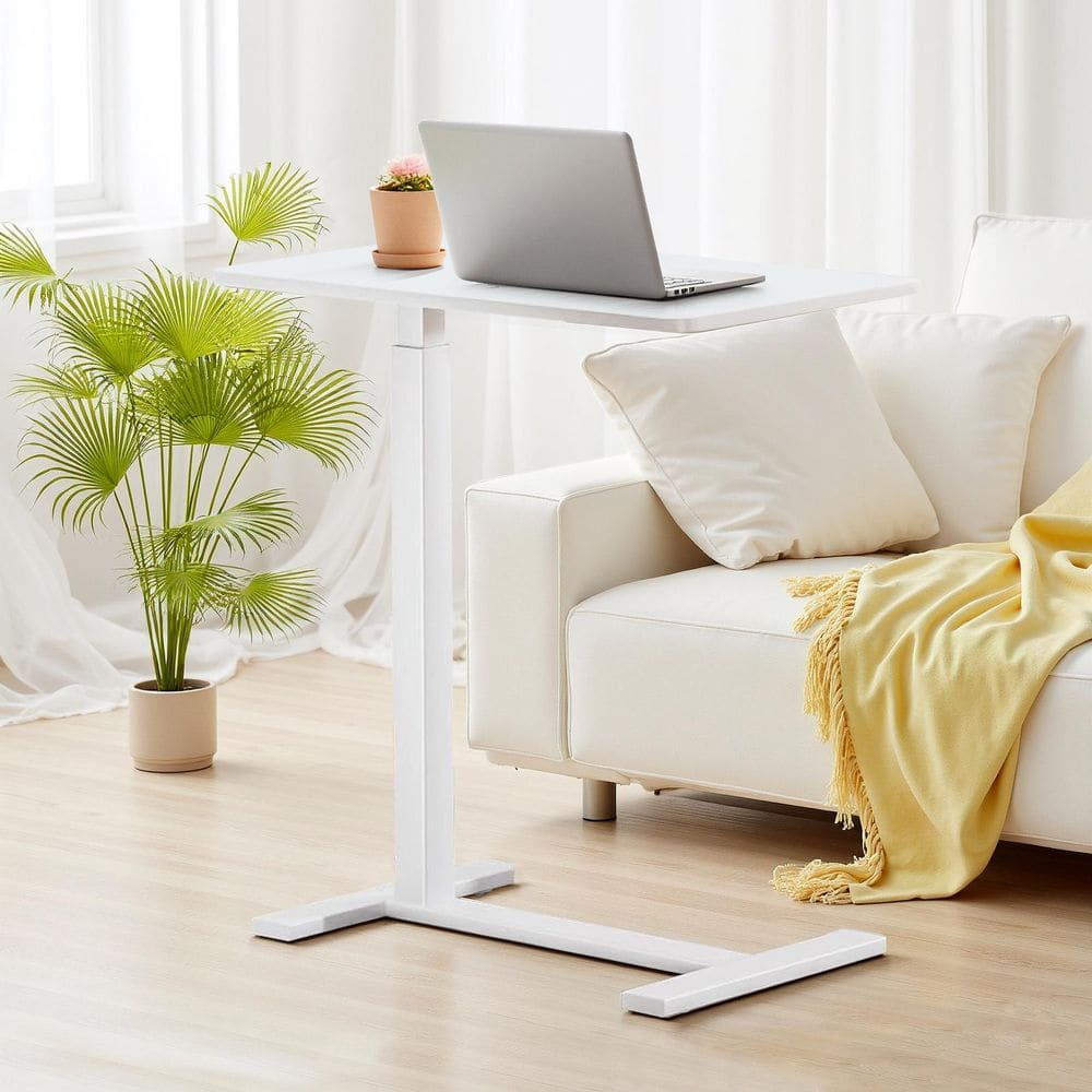 WONDER COMFORT 27.56 in. White Laptop Desk with Wheels