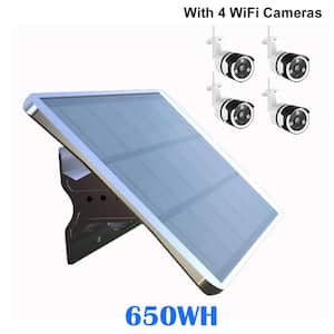Wi-Fi IP Bullet Camera (4-Pack 1080p) with Solar Powered Off-Grid Generator 650WH kit (100W Panel)