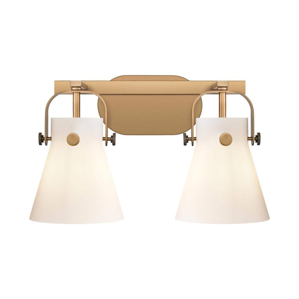 Pilaster II Cone 17 in. 2-Light Brushed Brass Vanity Light with Glass Shade price history on PriceWatchPro