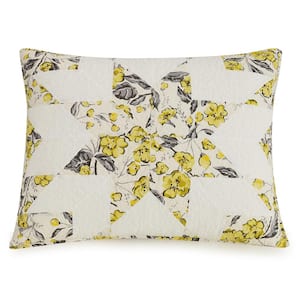 Hummingbird Blooms Star Yellow Cotton Standard Sham