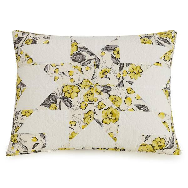 Vera Bradley Hummingbird Blooms Star Yellow Cotton Standard Sham