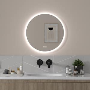 Luminous 24 in. W x 24 in. H Round Frameless LED Mirror Dimmable Anti-Fog Wall-Mounted Bathroom Vanity Mirror