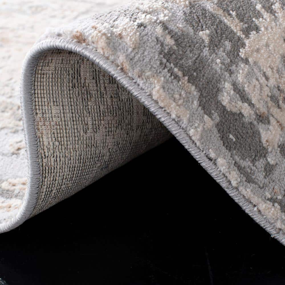 Gray Abstract Synthetic Reversible 4' x 6' Area Rug