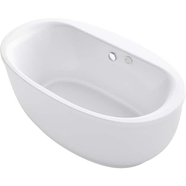 Sunstruck 66 in. Acrylic Flatbottom Air Bath Bathtub with Fluted Shroud in White