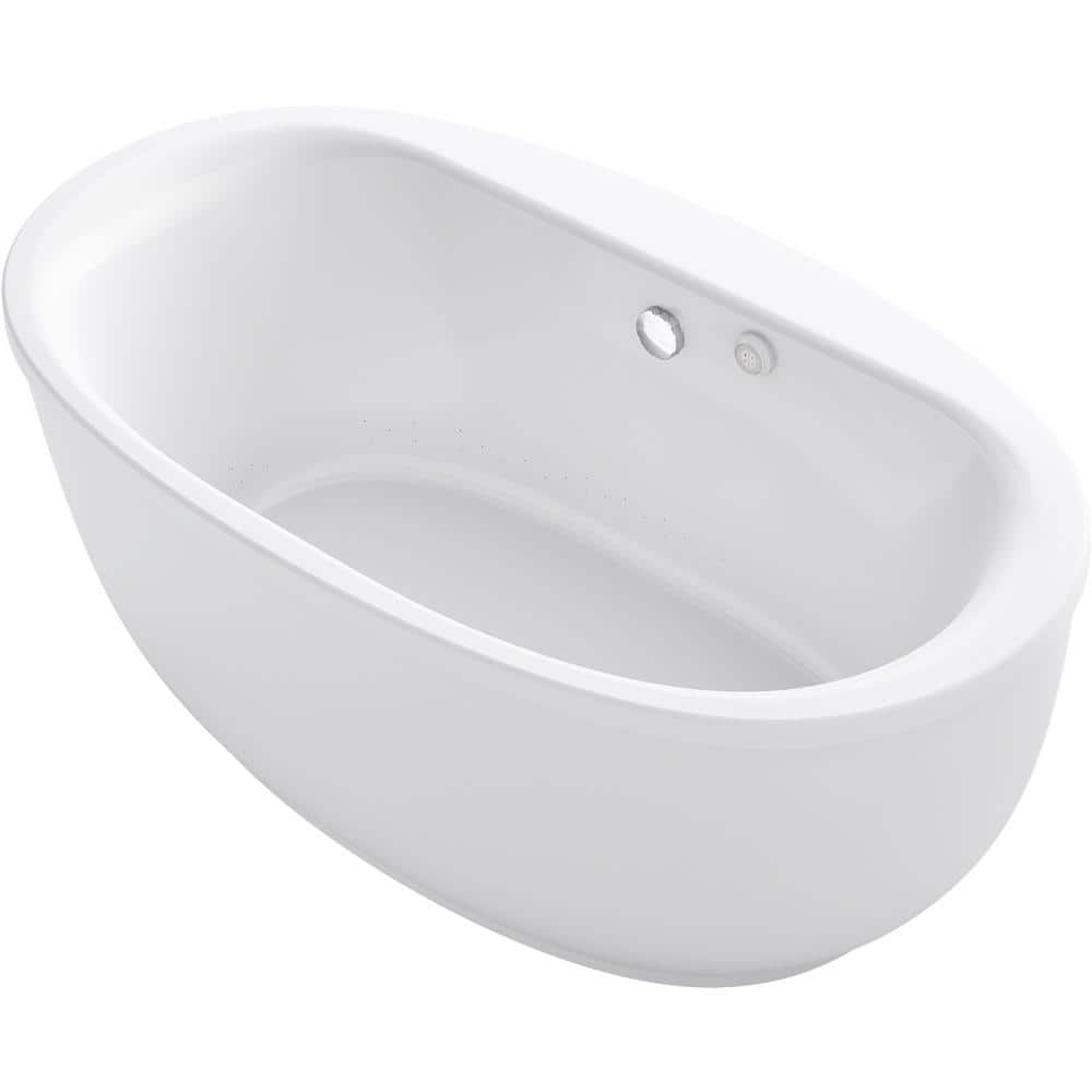 KOHLER Sunstruck 66 in. Acrylic Flatbottom Air Bath Bathtub with Fluted  Shroud and Bask Heated Surface in White K-1967-GHW-0 - The Home Depot