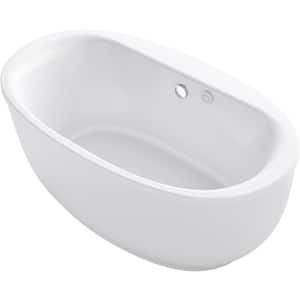 Sunstruck 66 in. Acrylic Flatbottom Air Bath Bathtub with Fluted Shroud and Bask Heated Surface in White
