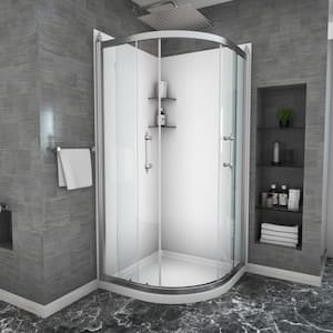 36 in. W x 75 in. H Sliding Framed Curved Shower Door in Chrome Finish with 1/4 in. (6mm) Clear Eertified Tempered Glass