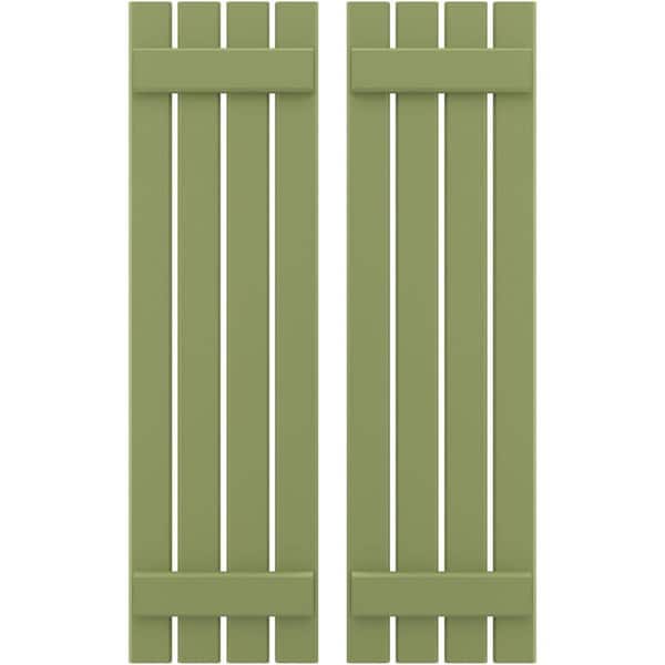 Ekena Millwork 15-1/2 in. W x 70 in. H Americraft 4 Board Exterior Real Wood Spaced Board and Batten Shutters Moss Green