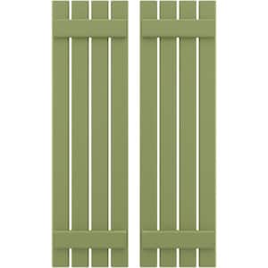 15-1/2 in. W x 77 in. H Americraft 4-Board Exterior Real Wood Spaced Board and Batten Shutters in Moss Green