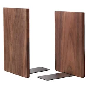 Handmade Walnut Wood Non-Skid for Shelves, Large Sturdy for Heavy Books, Decorative Bookends (1-Pair)