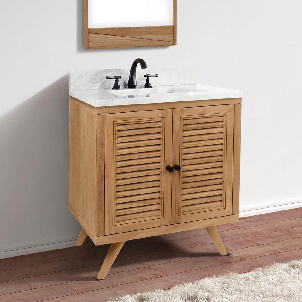 Harper 30'' Natural Teak Solid Wood Bathroom Vanity Base
