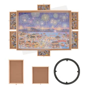 2000 Piece Puzzle Board with 6 Drawers and Cover 40.2 x 29.4 in. Rotating Wooden Jigsaw Puzzle Plateau