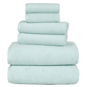 6-Piece Solid Seafoam 100% Cotton Bath Towel Set
