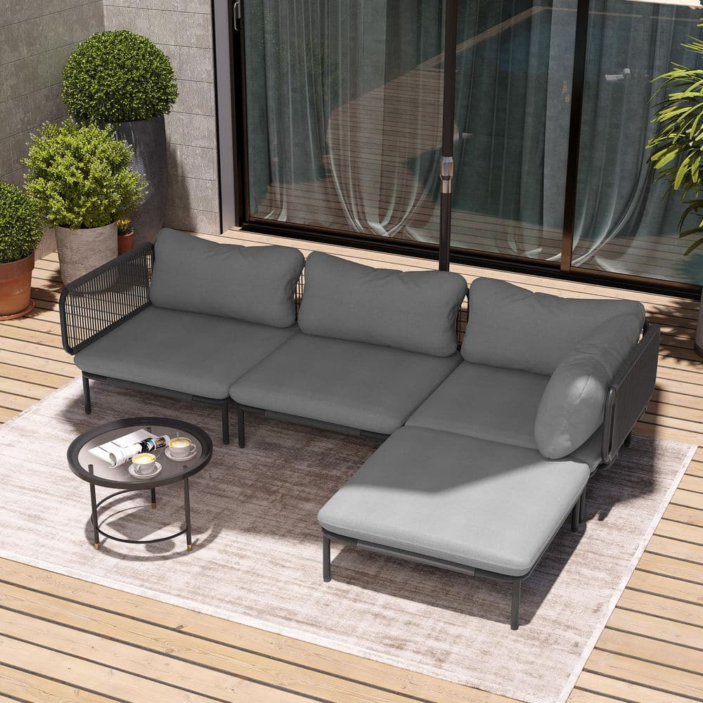 Oversize Sofa Metal Outdoor Lounge Chair with Dark Gray Cushion (4-Pack) price history on PriceWatchPro