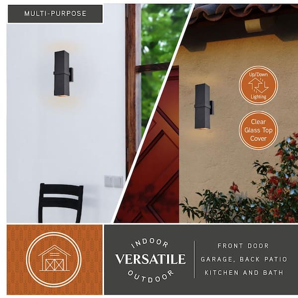 VAXCEL Lavage Aluminum 2-Light Black Cylinder Outdoor