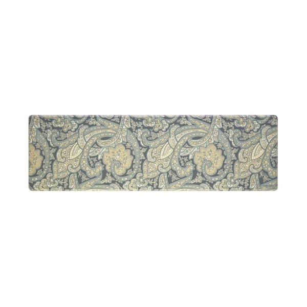 Laura Ashley Green and Blue Paisley 17.5 in. x 60 in. Anti-Fatigue Wellness Mat
