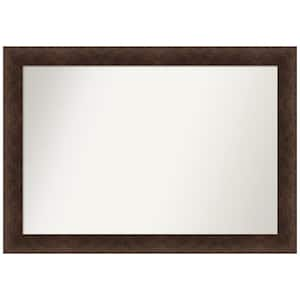 Warm Walnut 41 in. x 29 in. Non-Beveled Casual Rectangle Wood Framed Wall Mirror in Brown