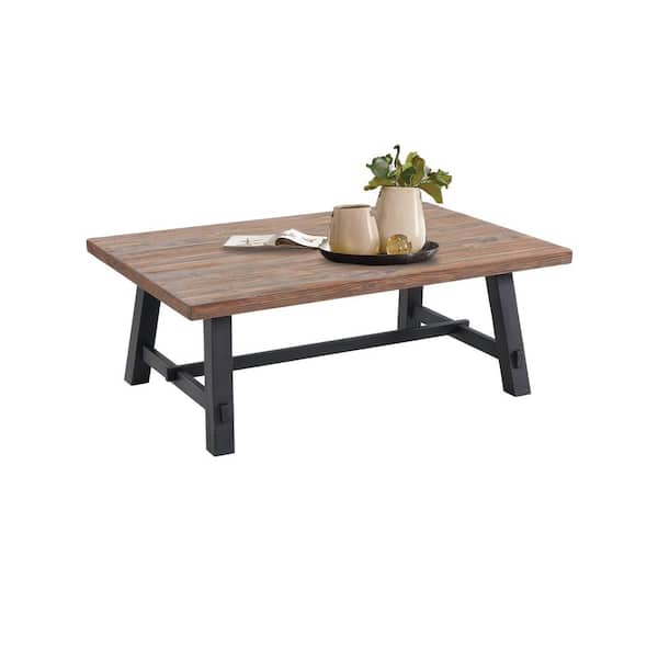 Alaterre Furniture Adam 48 in. Brown/Black Rectangle Solid Wood Top Coffee Table