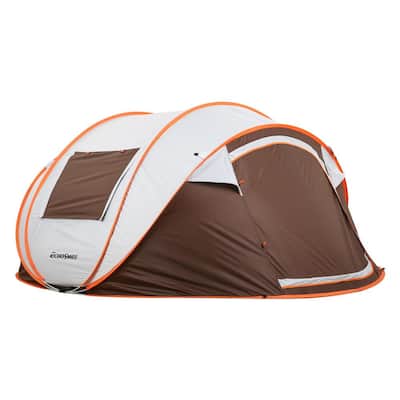 EchoSmile 6.5 ft. x 3.9 ft. White and Brown 4-Person to 6-Person Tent