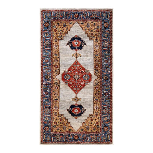 Solo Rugs Serapi One-of-a-Kind Traditional Ivory 5 ft. x 10 ft. Hand Knotted Tribal Area Rug