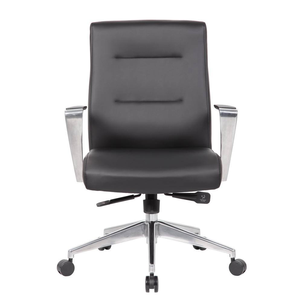 Black Vinyl Executive Swivel Conference Chair with Metal Base