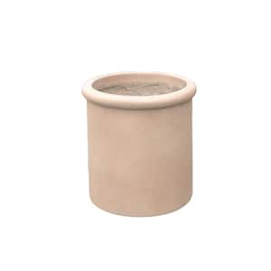 Small 13.8 in. Tall Desert Sand Lightweight Concrete Round Classic Outdoor Planter