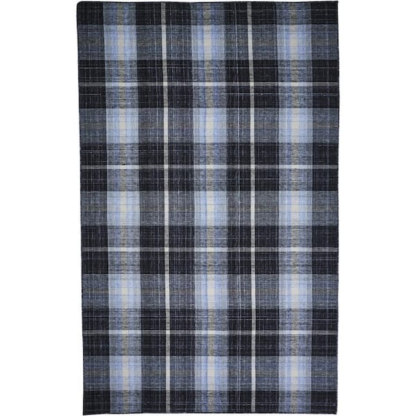 HomeRoots Black and Blue Abstract 8 ft. x 10 ft. Area Rug
