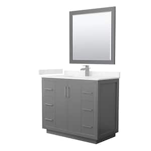 Icon 42 in. W x 22 in. D x 35 in. H Single Bath Vanity in Dark Gray with Carrara Cultured Marble Top and 34" Mirror